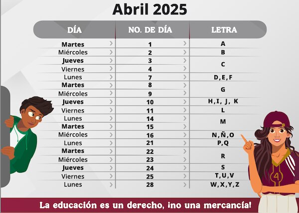 Calendario pagos de abril de la  Beca Rita Cetina. Foto: Gobierno de México